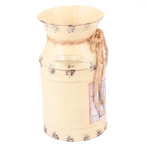 Vase à fleurs décoratif en métal rustique, seau minable de Style français, boîte de lait galvanisée, décoration de la maison