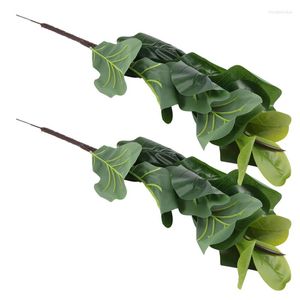 Fleurs décoratives SEWS-Plantes Artificielles Fiddle Leaf Fig Faux Ficus Lyrata Arbre Faux Buissons Verts Verdure Pour Jardin Porche Fenêtre Boîte