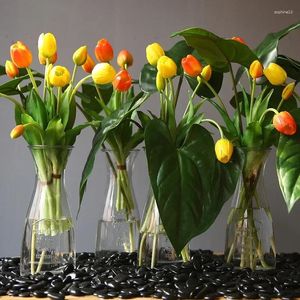 Fleurs décoratives Silk Tulip Bouquet Touch Real Artificial Creative Flower Arrangement Flower Room Decoration Marriez Tulipanes