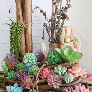 Fleurs décoratives simulées plantes succulentes en pot bibelots composables INS fausse fleur vert intérieur dessus de table étagères décoration