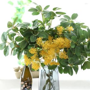 Fleurs décoratives simulées jaunes blanc hydrangea plantes artificielles bonnites artémisia décoration de mariage de fête à la maison