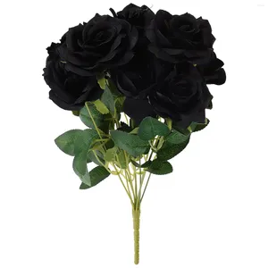 Simulation de fleurs décoratives, Rose noire, fausse décoration artificielle pour Halloween, cadeau simulé