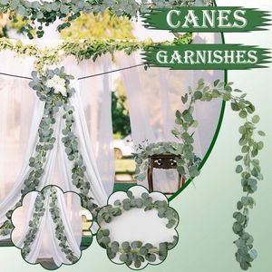 Fleurs décoratives de simulation décor de plante à la maison feuilles de mariage en rotin vigne tissu artificiel drapage