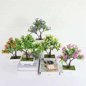 Fleurs décoratives Simulation en pot souhaitant arbre plante vert petit bonsaï bureau faux fleur décoration maison