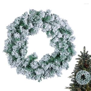 Fleurs décoratives Snow Flockd Couronne artificielle blanc Snowy Indoor Decor Party Supplies for Porch Garden Store Mall and Home