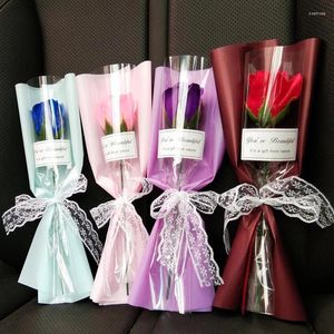 Fleurs décoratives Soap Fleur Bouquet Artificiel Mini Rose Home Wedding Decoration Valentin's Day Teachers'd Birthday Gift