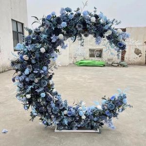 Fleurs décoratives Spr plantes artificielles Fleur 2Mètre Arrangement de conception de la Lune Réception Stage Mandap Wedding Arch Gate