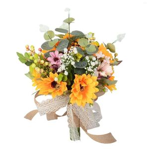 Flores decorativas Sun Flower Bode Bouquets Ramo para damas de honor
