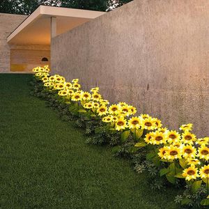 La lumière solaire de tournesol de fleurs décoratives a mené la pelouse pour la vente en gros extérieure de nuit de cour de jardin