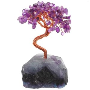 Flores decorativas de la oficina del árbol decoraciones de la mesa del cristal amatista adorno de piedra adorno