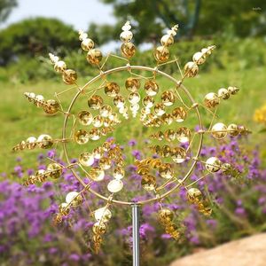 Flores decorativas de metal cinético único y mágico molino de viento al aire libre hilanderos de viento dinámico patio jardín jardín adorno