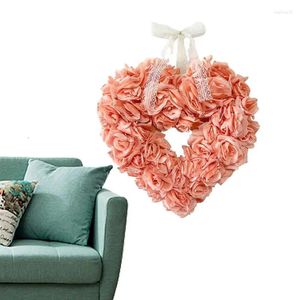 Flores decorativas Valentín Door Wreath Artificial Rose Love Sign Romantic Valentine's Day Party Hanger 15.75in para