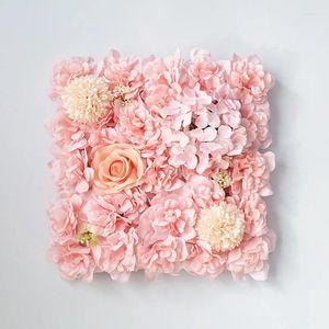 Flores decorativas, decoración de césped Artificial para boda, fondo de pared de rosas, hilera de seda rosa, accesorios de decoración para el hogar y el jardín