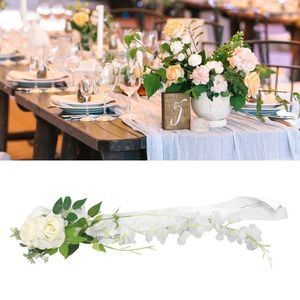 Fleurs décoratives chaise de mariage arrière fleur artificielle réaliste des couches riches en pleine forme élégante décor de fête de rose