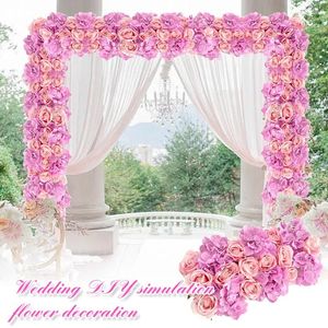 Flores decorativas Road de boda Cited Citificial Flower Wall Fackdrop Silk Rose Peony Peony Hydrangea Panel de hilera Arqueada Decoración de la fiesta