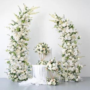 Fleurs décoratives en gros événement soie Arrangement support en métal artificiel pour arc de mariage