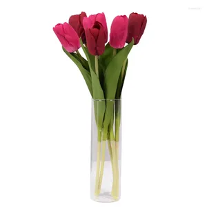 Flores decorativas al por mayor de alta calidad toque real tulipanio artificial sentimiento de flores decoración de bodas en el hogar