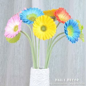 Fleurs décoratives en gros ! Real Touch Daisy PU feutre artificiel Gerbera décoration de mariage Floral 62 cm Flores Planta 20 pièces