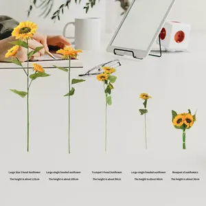 Flores decorativas Girasol de simulación al por mayor para decoración del hogar Traiga la belleza de la naturaleza al interior con girasoles artificiales