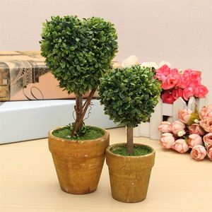 Fleurs décoratives en gros - Arrangement de mariage Artificielle Jardin Herbe Buxus Boules Buis Topiaire Paysage Faux Arbres Pots Plantes