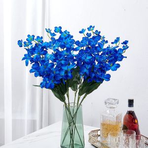 Couronnes de fleurs décoratives 10 pièces d'orchidées artificielles bleues longues tiges sont utilisées en vrac pour la décoration de la maison de mariage 230313