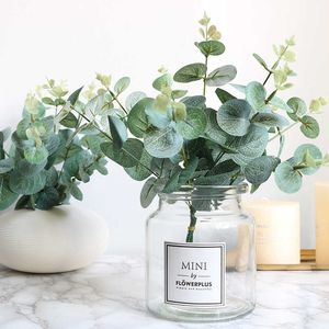 Couronnes de fleurs décoratives 10 pièces feuilles d'eucalyptus artificielles décorations de noël vertes fausses plantes gâteau décor à la maison fleurs de mariage bricolage couronne en gros