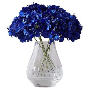 Couronnes De Fleurs Décoratives 10pcs Tête D'hortensia Artificielle Bleu Royal En Gros Fleur De Soie Pour La Cérémonie De Mariage Centres De Décoration