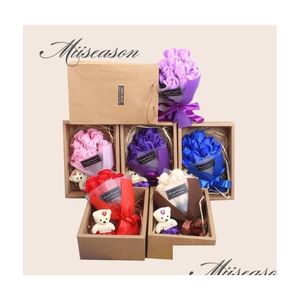 Guirnaldas de flores decorativas 11 piezas Caja de jabón de rosas hecho a mano con caja de regalo para la madre039S Profesor039S Día Cumpleaños San Valentín039S So1 Dhdq0