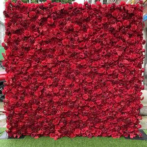 Fleurs décoratives couronnes panneaux 3D et Roil mur artificiel décoration de mariage faux rouge Rose pivoine orchidées toile de fond coureurs décor à la maison