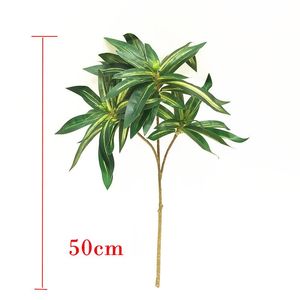 Couronnes De Fleurs Décoratives 50cm Bambou Tropical Branche De Palmier Artificiel Faux Plantes Feuilles De Soie Grande Plante Hydroponique En Pot Pour La Maison D