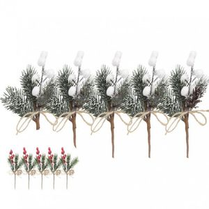 Guirnaldas de flores decorativas 6 uds resistentes al desgaste larga vida útil DIY cono de imitación ramas de bayas ramos rojos para escaparate decorativo