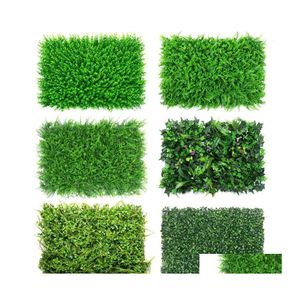 Flores decorativas Guirnaldas Césped artificial Césped Césped Plantas de simulación Landsca Decoración de pared Puerta de plástico verde Tienda Imagen Telón de fondo Dr Dhhys