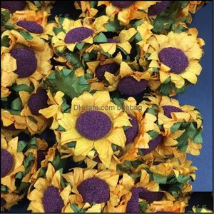 Couronnes de fleurs décoratives papier artificiel tournesol simulation fausse fleur de soleil pour les décorations de fête de mariage style frais P Ographie Dhjqu