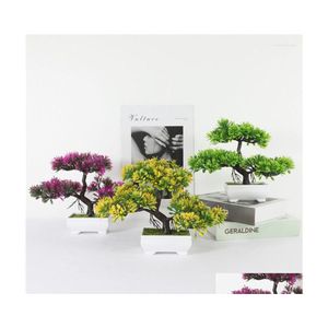 Couronnes de fleurs décoratives plantes artificielles pin bonsaï petit pot d'arbre faux ornements en pot pour la décoration de la maison El décor de jardin Dhgki