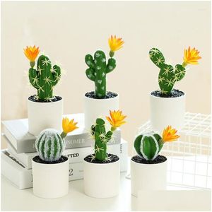 Couronnes de fleurs décoratives Cactus en plastique artificiel Succents Plante en pot épineuse Simulation écologique Mini Bonsai Bureau à domicile Otnw9