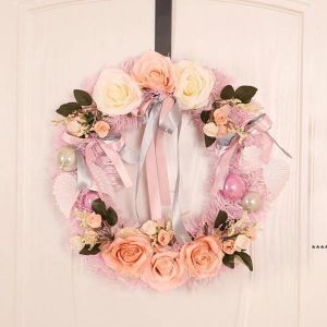 Guirnaldas de flores decorativas, corona de flores rosas artificiales, decoración del hogar para el Día de San Valentín 1205