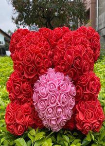 Couronnes de fleurs décoratives ours rose artificiel multicolore en mousse plastique Teddy petite amie cadeau de Saint Valentin fête d'anniversaire déco9093578