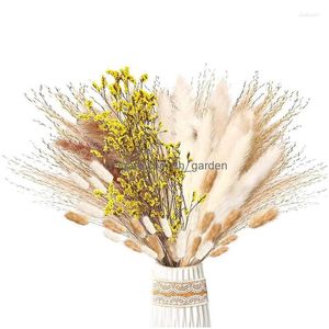 Couronnes de fleurs décoratives Fleurs décoratives Pampas Herbe séchée 46 pièces Ensemble Décoration Bouquet naturel Arrangement Drop Delivery D Dhdri