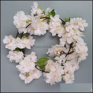 Flores decorativas Guirnaldas Suministros festivos para fiestas Hogar Jardín 180 cm Seda Flor de cerezo Vid Arco de la boda Diseño de decoración Pared de ratán Ha