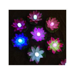 Couronnes de fleurs décoratives LED lampe de lotus en couleur changée piscine d'eau flottante souhaitant lampes lumineuses lanternes pour la décoration de fête H Dh0Ca