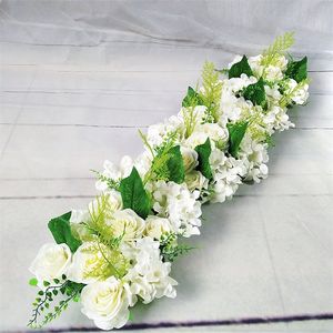 Couronnes de fleurs décoratives Route de mariage de luxe citée Rose Pivoine Hortensia Mix DIY Porte arquée Fleur Rangée Fenêtre T Station Décoration 220919