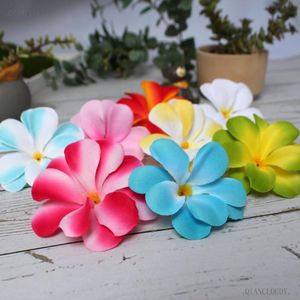 Couronnes de fleurs décoratives pièces artificielles hawaïennes Plumeria frangipanier têtes de soie pour bricolage pince à cheveux couronne Scrapbook décoration de mariage