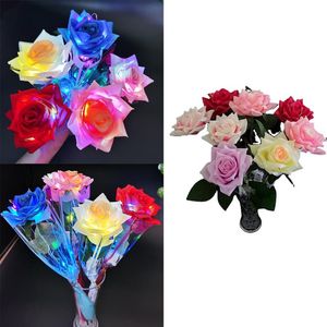 Guirnaldas de flores decorativas, luces solares artificiales para jardín, lirio, rosa, tulipán, decoración realista impermeable