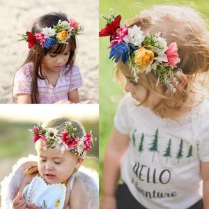 Couronnes de fleurs décoratives UK STOCK Born Baby Girl Toddler Kid Flower Crown Bandeau Hairband Po Prop