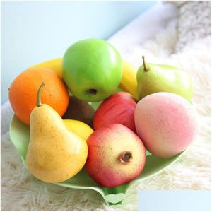 Decorative Flowers Wreaths Vivid Artificial Fruit Apple Peach Pear Banana Lemon Fake Shop Market Decration Fruits Decoration Drop Dhc4L