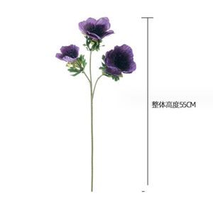 Couronnes de fleurs décoratives mur de mariage violet branche de camélia à 3 têtes fabricant de fleurs de simulation fausses plantes vertes en gros Dro Dha4D