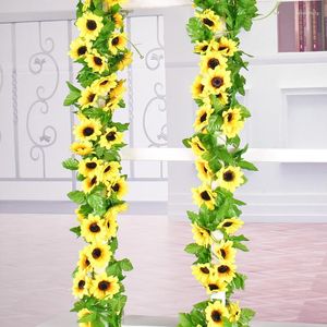 Fleurs décoratives jaune fleur artificielle vigne couronne de tournesol décoration de mariage arc