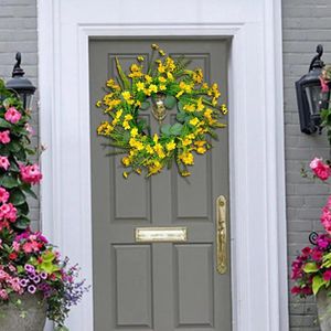 Fleurs décoratives Jaune Daisy Couronne d'entrée Porte de printemps Fashion simple Ornement suspendu artificiel pour la maison Patio du festival à domicile