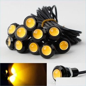 Lumières décoratives 10X 9W 12V 24V 18Mm Led Eagle Eye Light Car Fog Drl Daytime Inverse Parking Signal Yellow Amber Drop Delivery 2022 Dhvq8