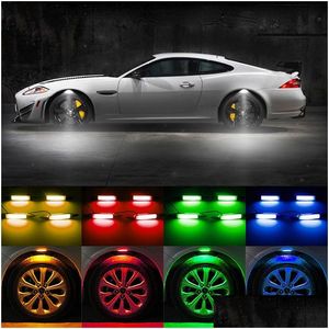 Luces decorativas Rueda de coche Luces de neumáticos Ceja Lght Atmósfera Ruedas LED Cejas Neón Neumático Flash Lámpara de noche con 7 colores Gota Deli Dhbwa